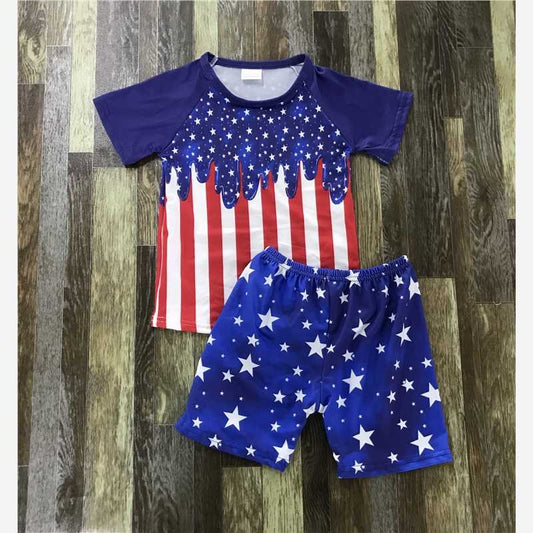 4th of July Red White and Blue Boys Short Set