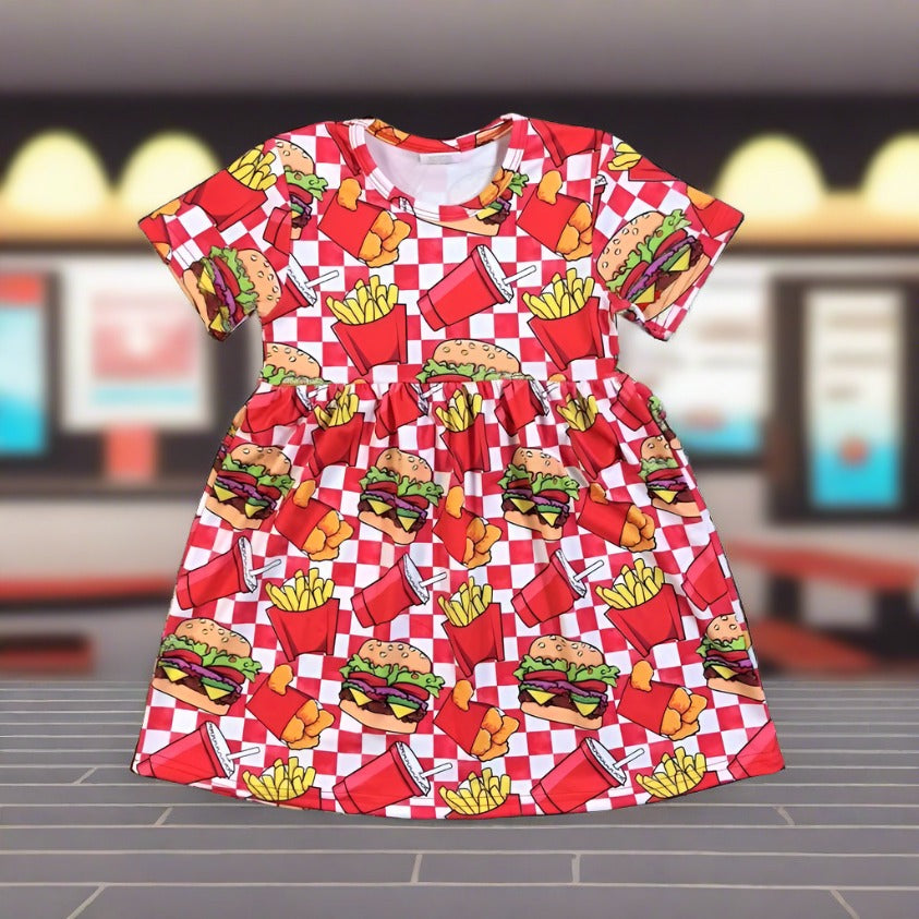 Fast Food Frenzy Girls' Summer Dress