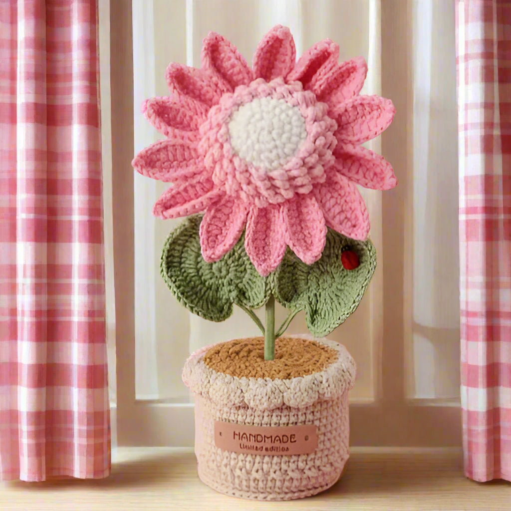 Crochet Pink Potted Sunflower