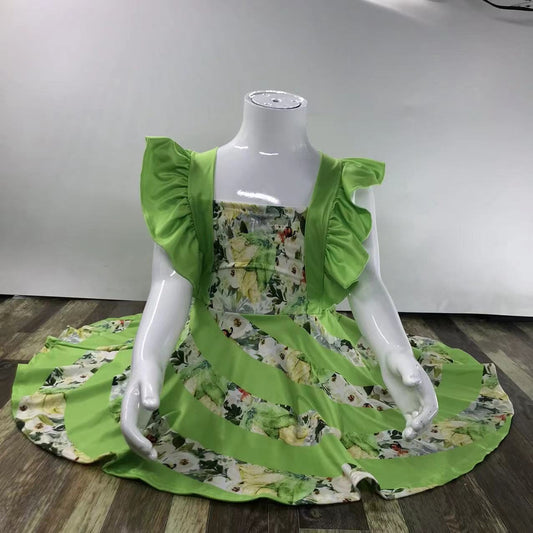 Green Princess Twirl Girls' Summer Dress