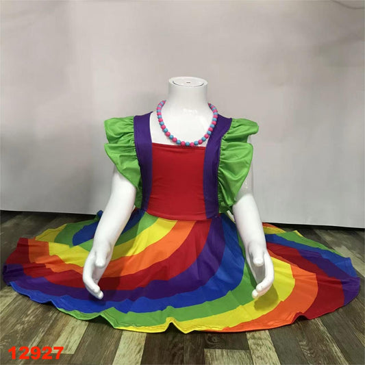 Rainbow Stripe Twirl Dress