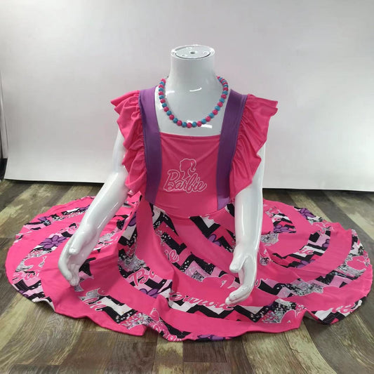 Barbie Stripe Twirl Girls' Summer Dress