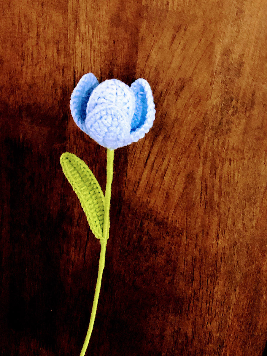 Crochet Blue Tulip ( 1 Flower)