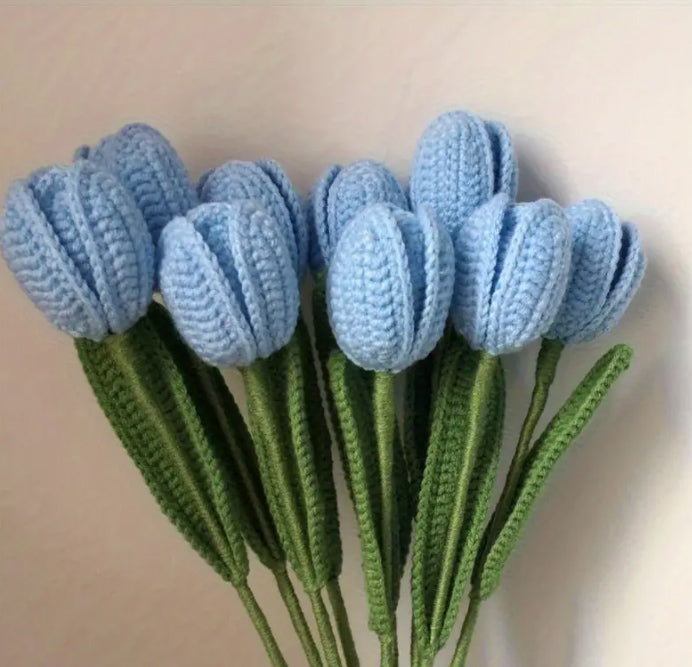 Crochet Blue Tulip ( 1 Flower)