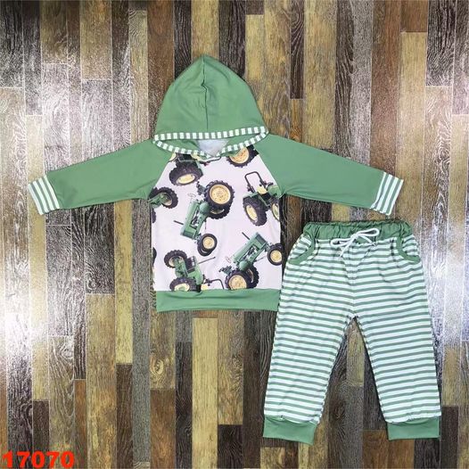 Long Sleeve Boys Tractor Hoodie Set