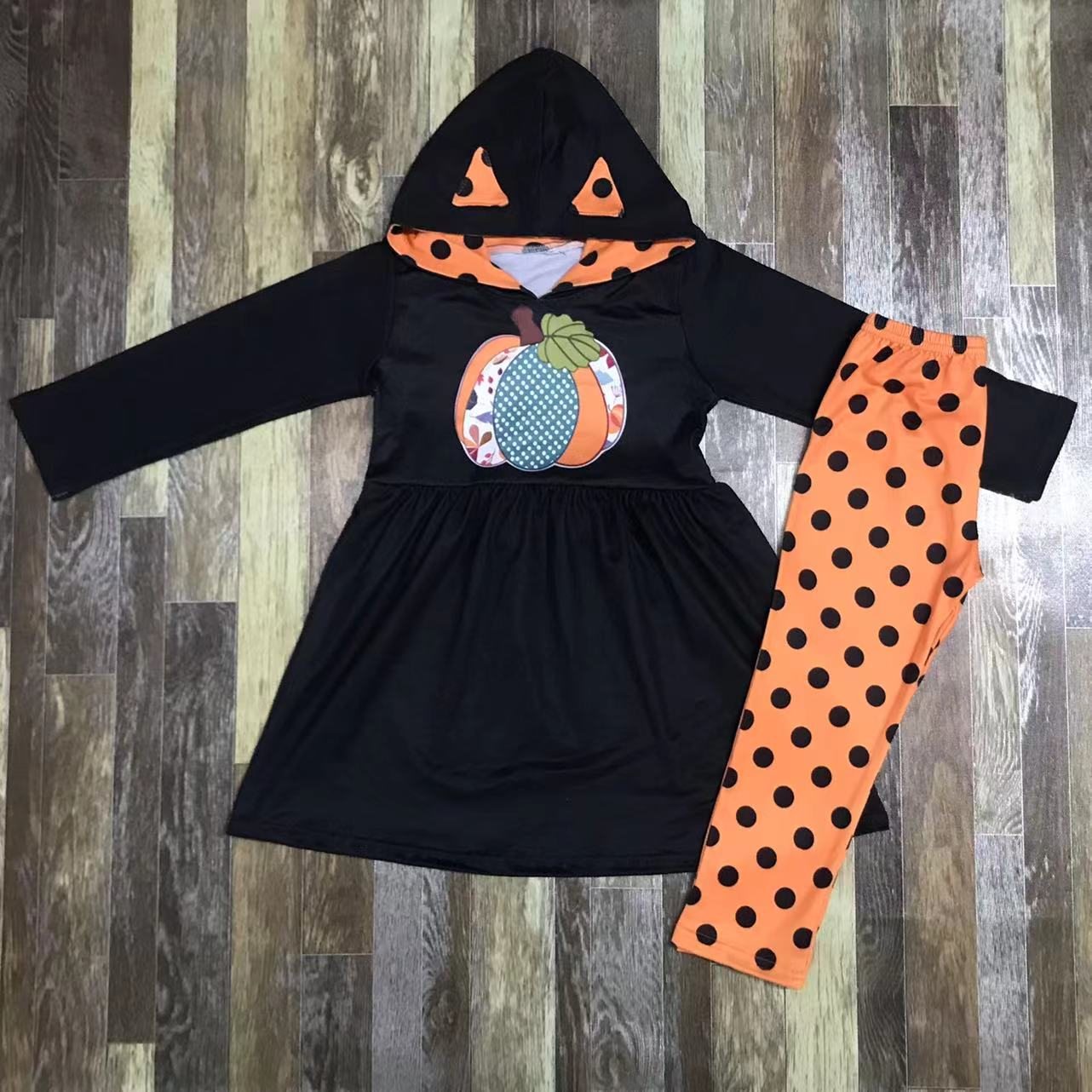 Polka Dot Pumpkin Hoodie Set