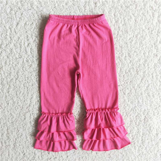 Rose Red Triple Layer Ruffle Pants