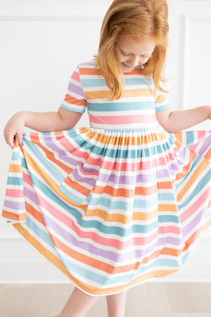 Spring Stripes Pocket Twirl Dress