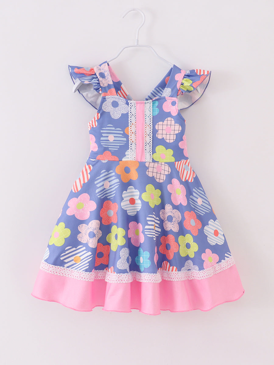 Multicolor Flower Ruffle Girl Dress